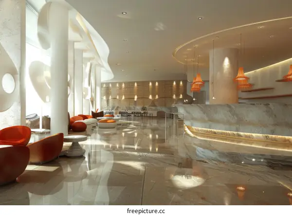Modern Hotel Lobby Design Interior View