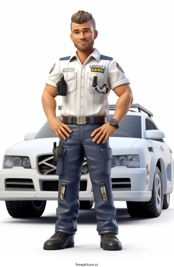 paramedic standing in front of ambulance