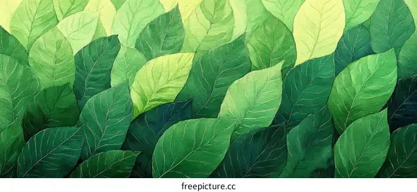 Watercolor Painting of Lush Green Leaves