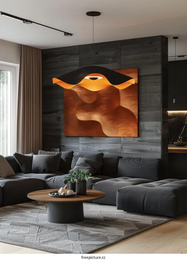 Modern Living Room with Dark Tones