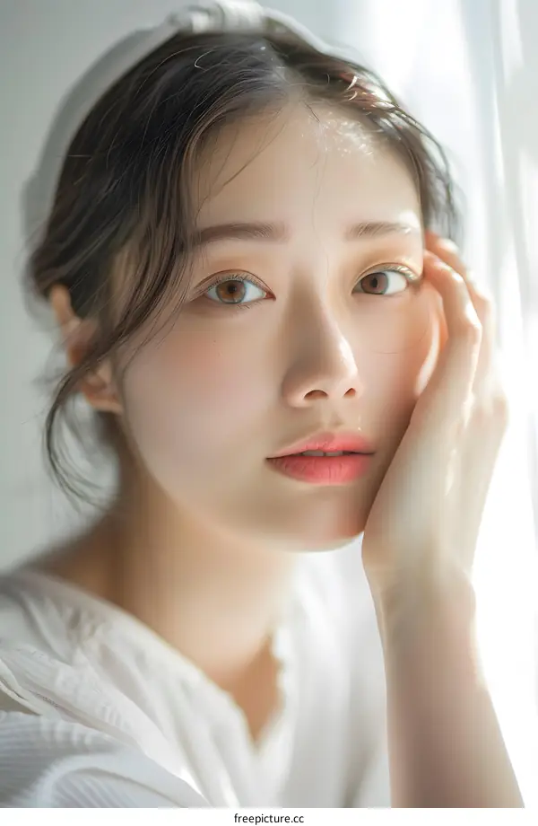 Portrait of a Young Woman with a White Headband