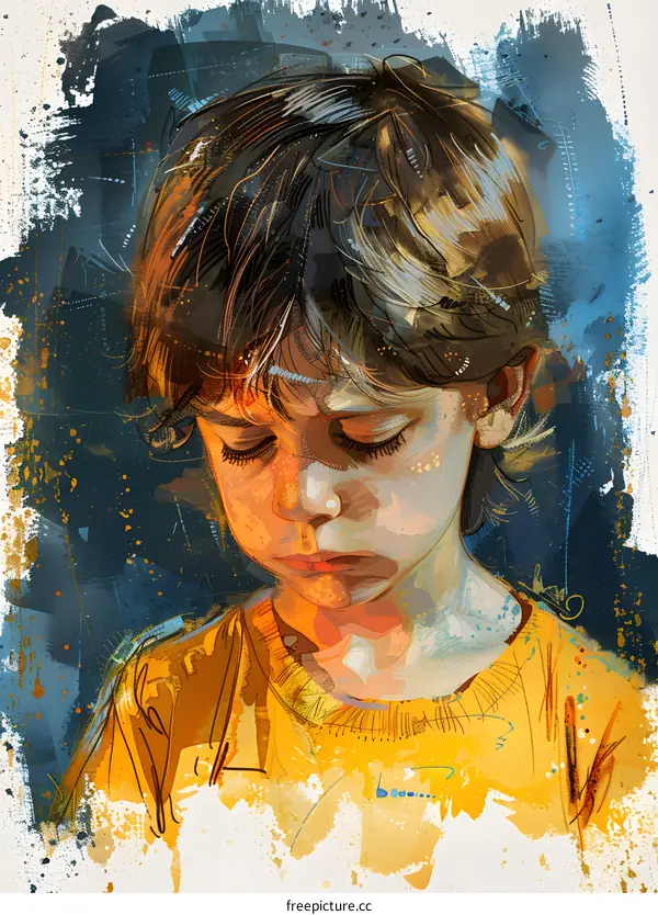 portrait of a boy with his eyes closed