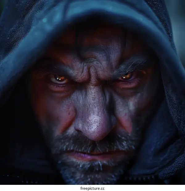 Closeup Portrait of a Male with Angry Expression
