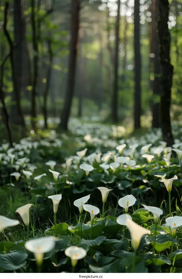 Calla lilies in the forest