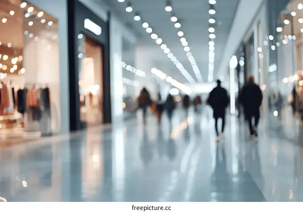 Busy Shopping Mall Interior Blurred View