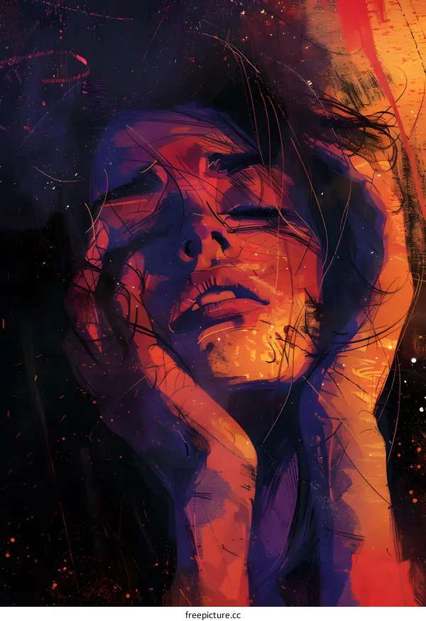 Woman with Closed Eyes Abstract Portrait