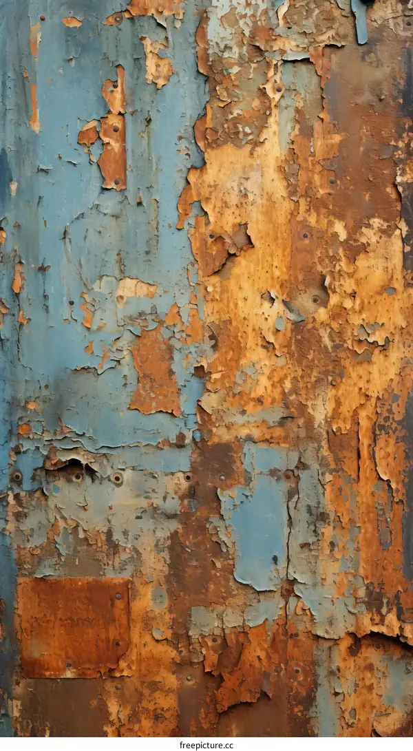 Contrasting Blue Paint on Rusty Metal