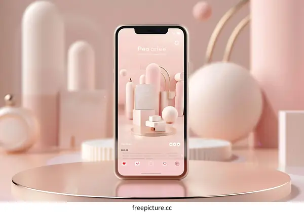 Pink Aesthetic Mockup with Smartphone