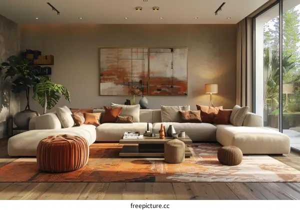 Modern minimalist interior design living room