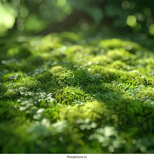 Vibrant Green Moss and Grass