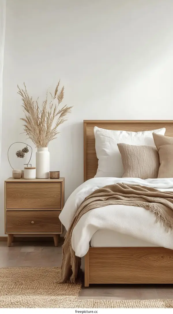 Modern Minimalist Bedroom Decor with Wooden Furniture