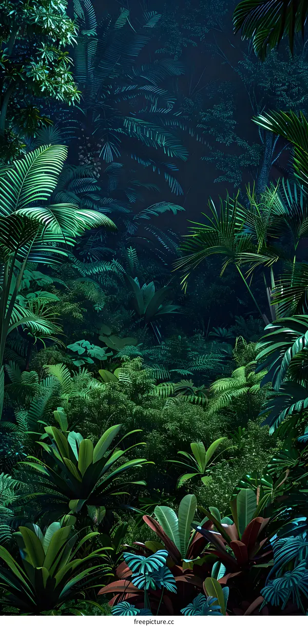 Dark Lush Tropical Rainforest Background