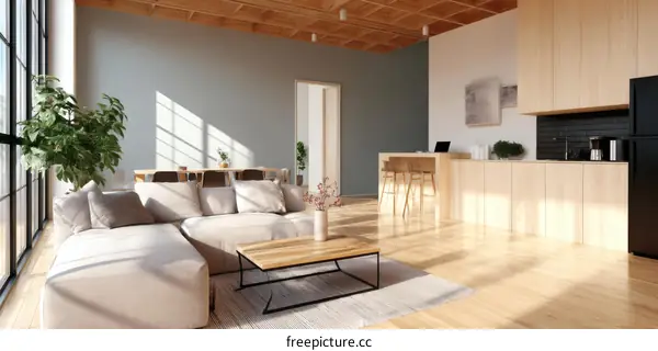 Modern Open-Plan Living and Kitchen Design