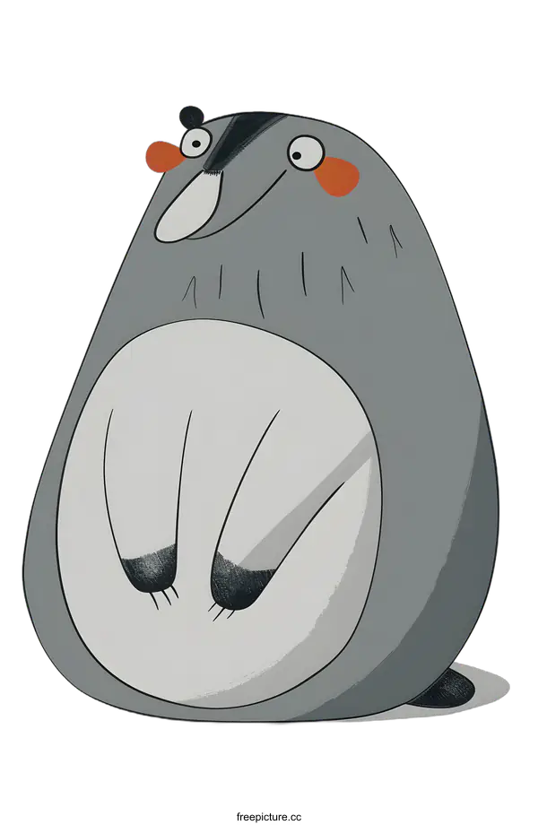 [Transparent Background PNG]Cute Cartoon Gray Animal With Big Eyes