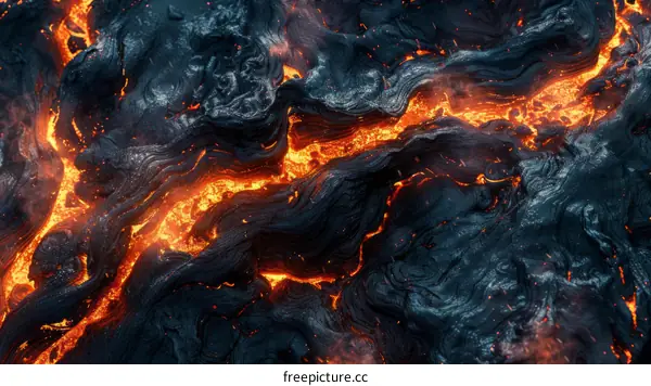 Lava flow from a volcano