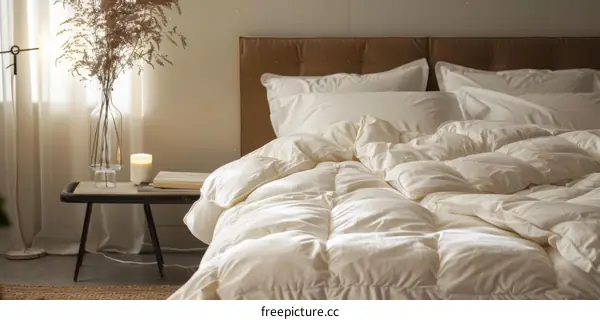 Cozy and Minimalist Bedroom Interior Design with White Bedding