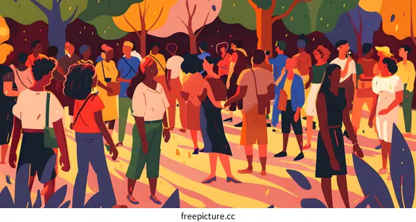 People Gathering in a Park Illustration