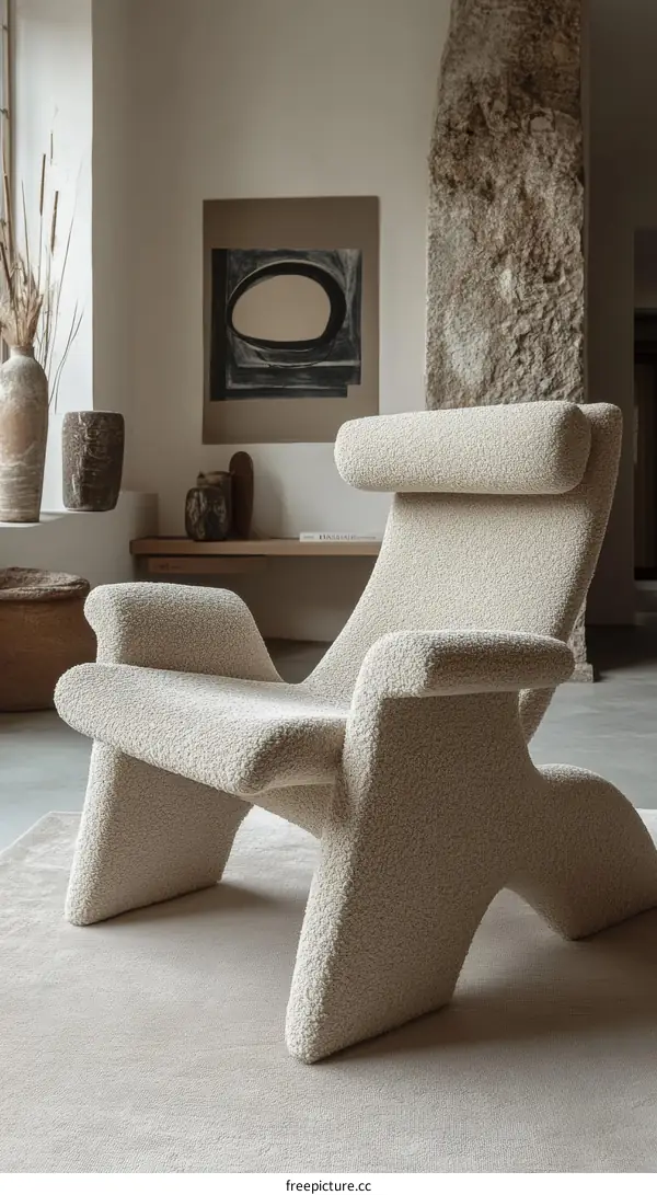 Modern Beige Sherpa Chair in Interior Design