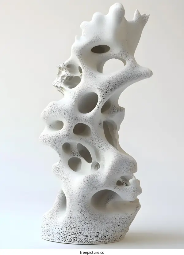 Abstract White Sculpture with Holes