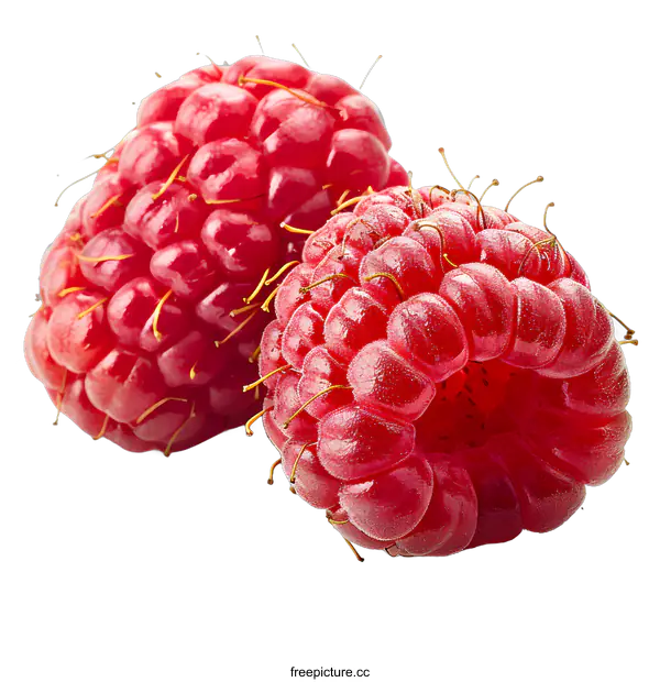 [Transparent Background PNG]Two fresh raspberries