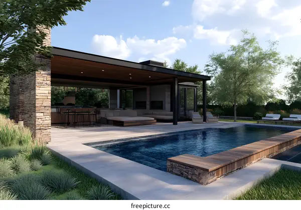 Modern Backyard Pool and Patio Design