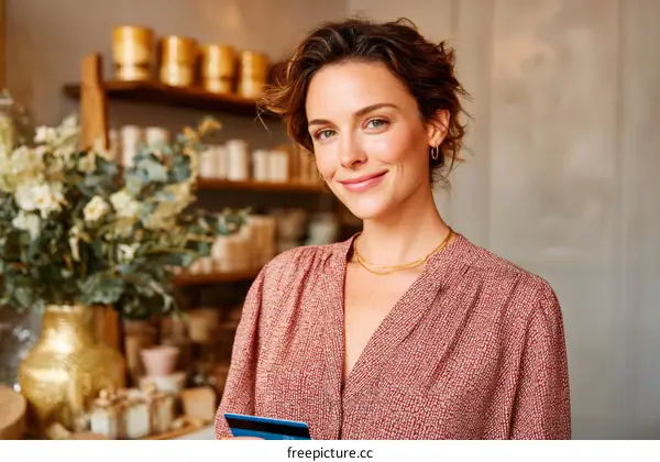 Woman Paying with Credit Card in a Boutique