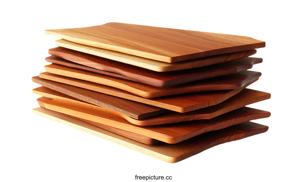 [Transparent Background PNG]Stack of Colorful Wooden Cutting Boards