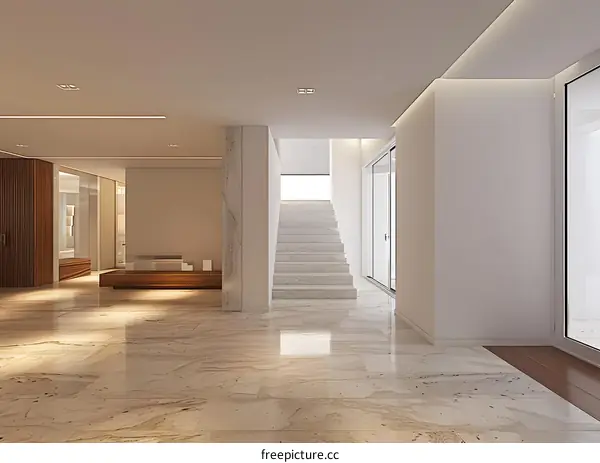 Modern Interior Design with White Marble Stairs