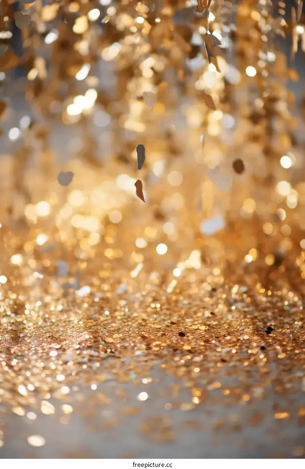 Falling Gold and Silver Glitter