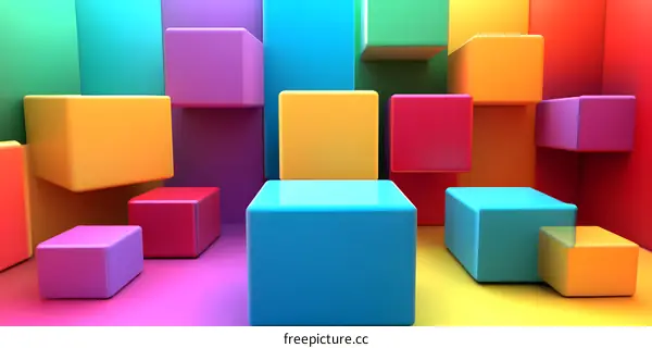 Colorful Geometric Abstract 3D Shapes Illustration