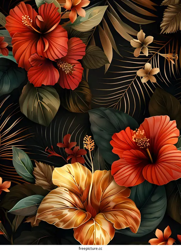 Tropical flowers pattern