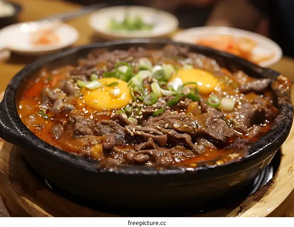 korean food dish with beef and egg