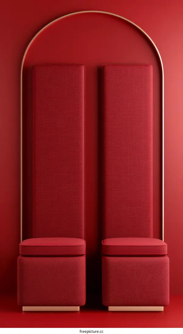 Red Upholstered Cube Seating Area Design