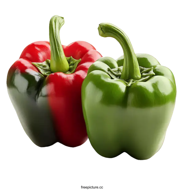 [Transparent Background PNG]Two Fresh Colorful Peppers Studio Shot