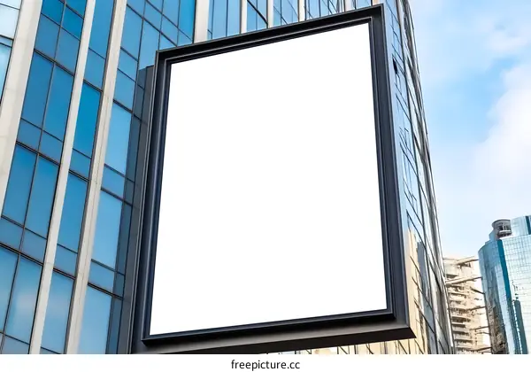 Blank Billboard On Modern Building In City