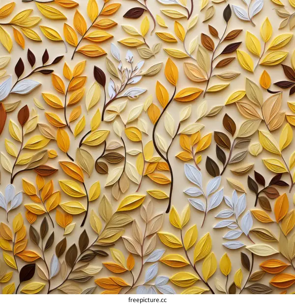 Colorful papercut leaves in warm colors