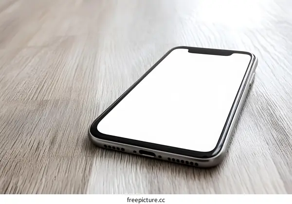 Modern Smartphone on Wooden Table Mockup