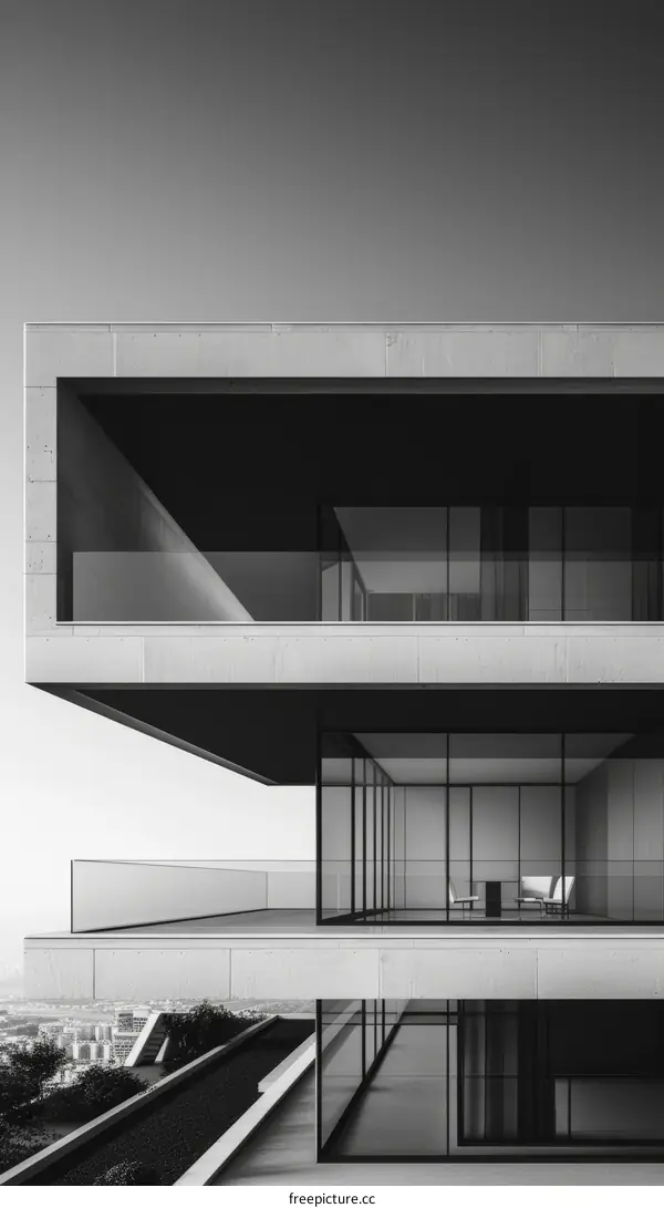 Modern House with Large Glass Windows