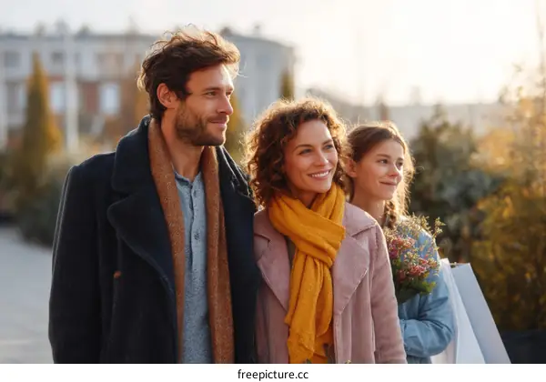 Family Walking Outdoors in Autumn