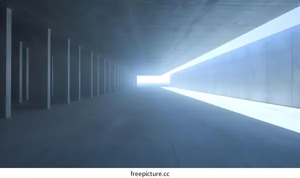 Minimalist Concrete Corridor with Light