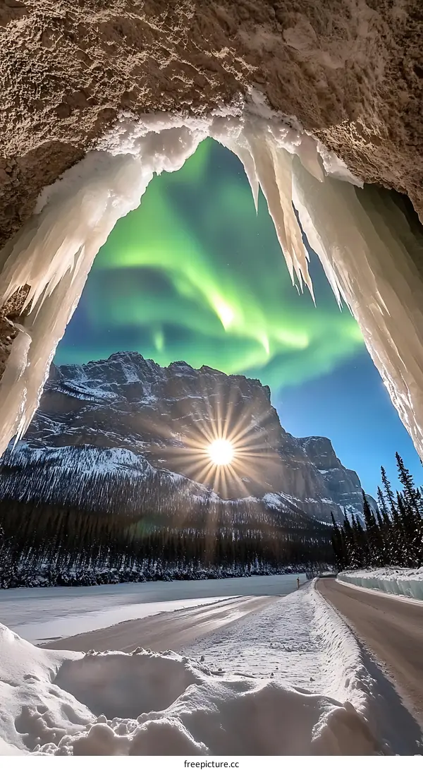 Northern Lights View From Ice Cave