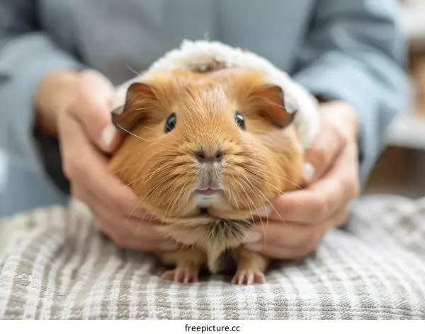 Cute Brown Guinea Pig in a Cozy White Hat