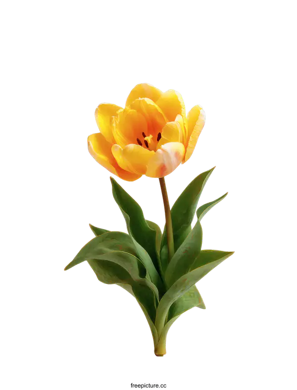 [Transparent Background PNG]Single Orange Tulip on White Background