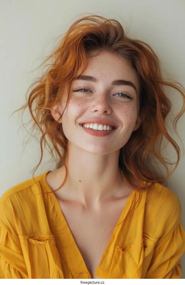 Close-up Portrait of a Smiling Woman with Red Hair