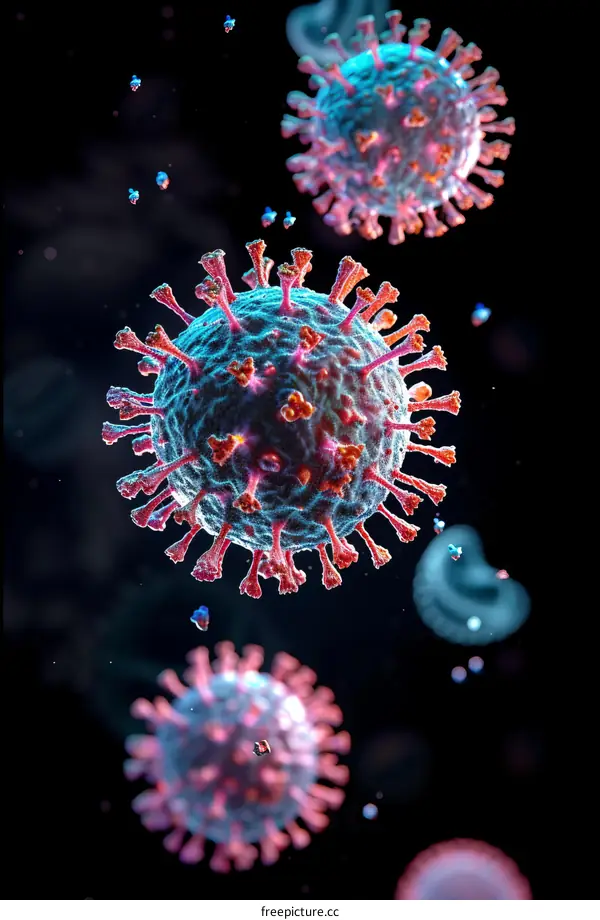 3D illustration of a coronavirus