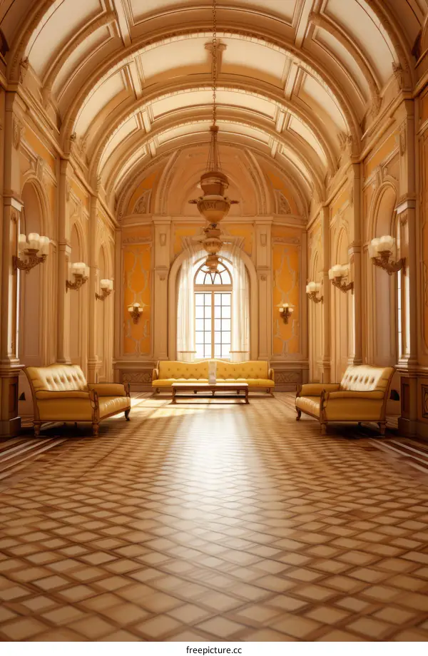 Ornate Hallway Shows Opulence and Wealth