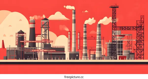 Industrial Factory Landscape Illustration