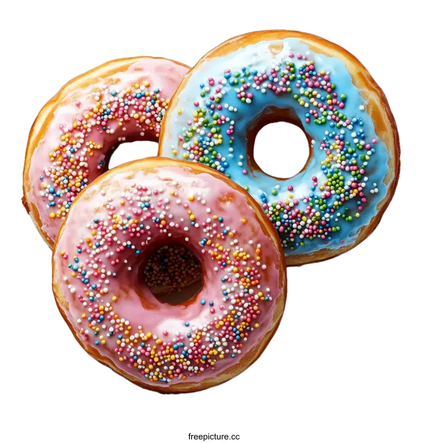 [Transparent Background PNG]Colorful Donuts Stacked on White Background