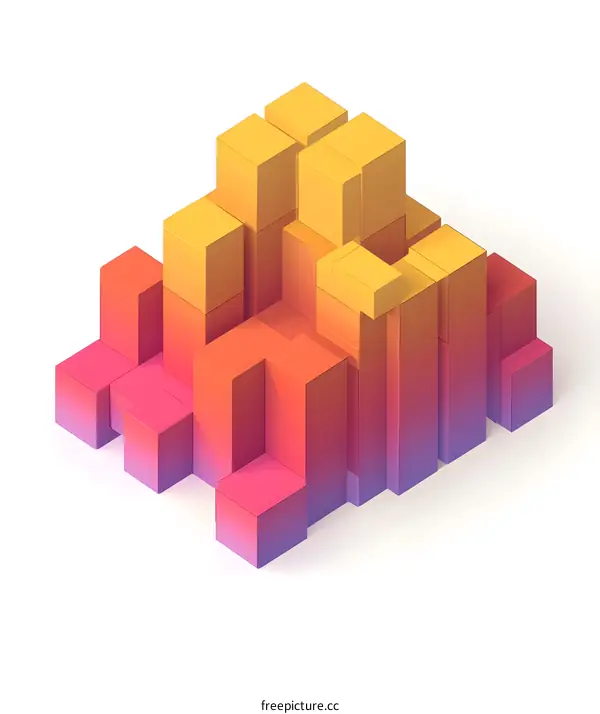 Abstract 3D Geometric Shapes Design With Gradient Color