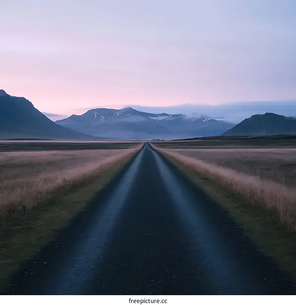 Scenic Road Through Mountains at Sunset